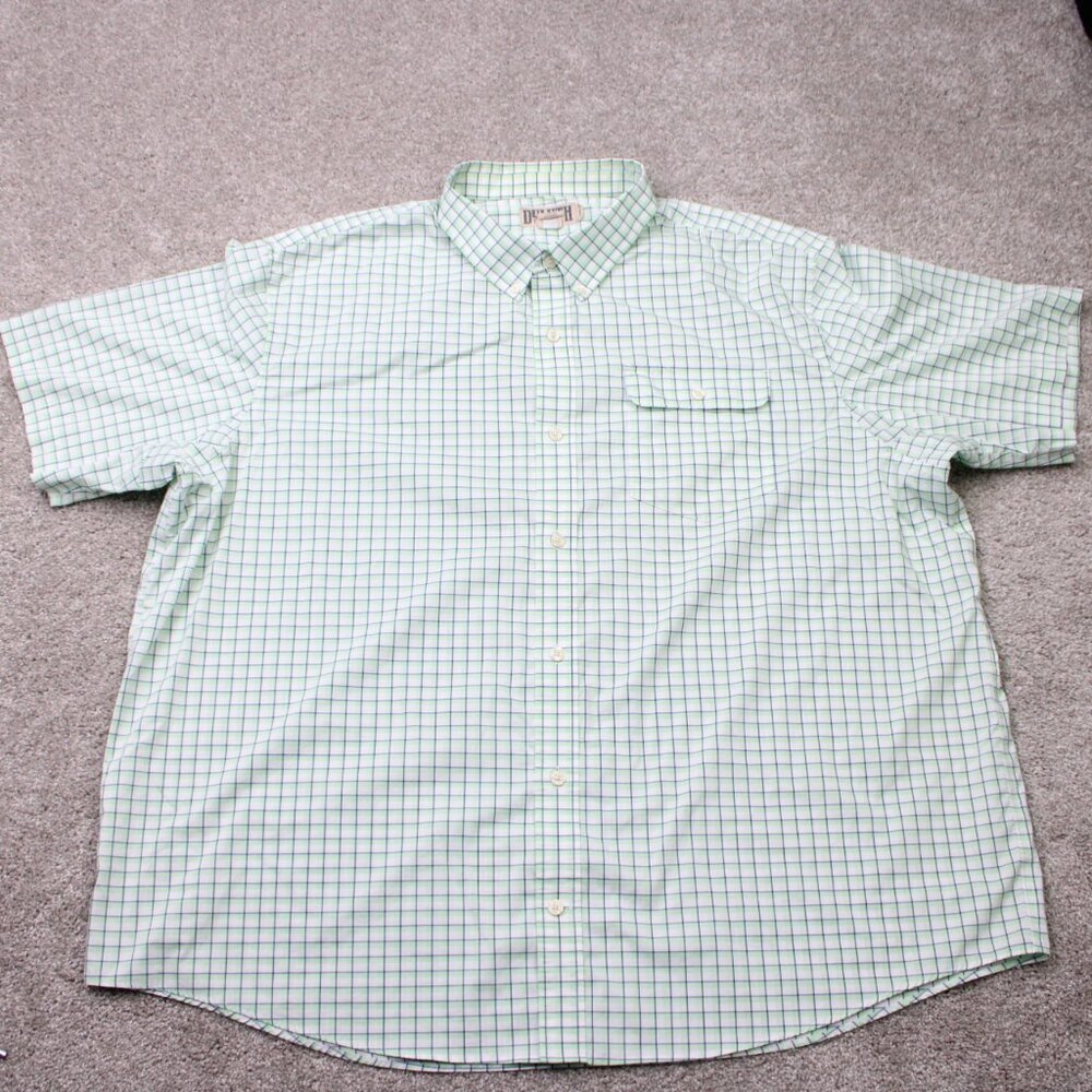 Duluth Shirt Mens 3XL XXXL Green COOLMAX Wrinklefighter Short Sleeve Button Down - Picture 2 of 13